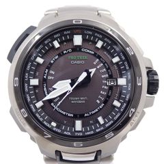 カシオ プロトレック マナスル ソーラー電波 メンズ 腕時計 チタン 黒文字盤 純正ベルト PRX-7000T-7JF【いおき質店】