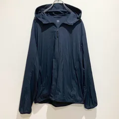 UNIQLO ユニクロ　メンズ　トップス　パーカー　フーディー　ウインドブレーカー　ジャンパー　長袖　スタンドカラー　フード付き　フルジップアップ　無地　単色　ネイビー　LLサイズ　スポーティー　アウトドア　シンプル　カジュアル　SU257h687
