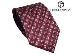 ジョルジオ アルマーニ ネクタイ GIORGIO ARMANI 360254 2R807 00176 BURGUNDY バーガンディー系地 菱形系 小紋 ストライプ柄 ネクタイ