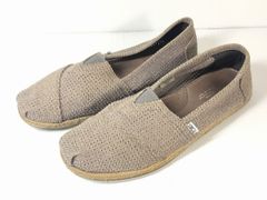 TOMS トムス  キャンバス リネン スリッポン メンズ 26.5cm 9.5サイズ ライトブラウン 茶  やや美品 中古 G2