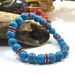 パワーストーン ブレスレット ターコイズ  （レッド）レディース 女性  数珠ブレス 開運 プレゼント ギフト  [9]