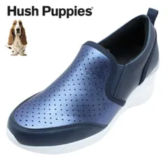 Hush Puppies ハッシュパピー レディース  スニーカー L6010FT スリッポン カジュアル ウェッジソール 6cmヒール 幅広 3E 軽量 おしゃれ　ネイビー