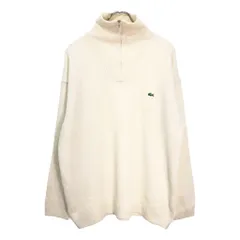 LACOSTE ラコステ ハーフジップ タートルネック ウールセーター ホワイト(メンズ 6)中古 古着 V6651