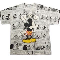 0139 90ｓ　ＸＬ　人気柄　ミッキーマウス　コミック調　ラメあり　ビンテージ　ベルバシーン