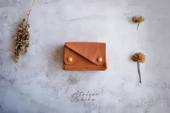 アコーディオンウォレット　コンパクト財布　本革　ｲﾀﾘｱﾝﾚｻﾞｰ　Brown　ブラウン