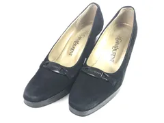 イブ・サンローラン　YSL Yves Saint Laurent 　スエード　パンプス　ブラック　表記35/日本サイズ22.5cm　ヒール8cm　送料無料