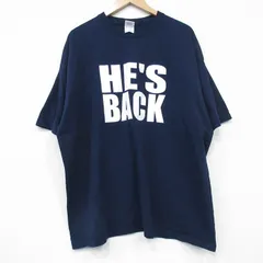 XL/古着 半袖 Tシャツ メンズ BACK 大きいサイズ コットン クルーネック 紺 ネイビー 25jul25 中古