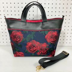 ハンドメイド＊変形2WAYトート ジャガード薔薇(855)