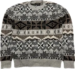 BEAMS + PLUS ☆ 雪柄 ノルディック ウール ニット セーター グレー ブラウン M オールド アメカジ ストリート 人気 ビームスプラス■K224