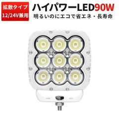 白ボディー/90W（8290）/1台 高輝度LED作業灯 90Wモデル｜12V・24V両対応 作業灯 車両用ワークライト｜船舶・トラック・農業機械向け 防水仕様 船舶/オフロード車/作業車/建設機械/車用 LEDサーチライト
