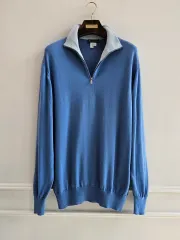 Loro piana イタリア製　最高級　ハーフジップ　コットンニット　50 Loro piana イタリア製 最高級 ハーフジップ コットンニット 50