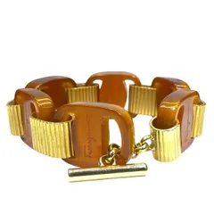 値下げSalvatore Ferragamo ゴールドスチール✖️レザー バングル 値下げSalvatore Ferragamo ゴールドスチール✖️レザー バングル