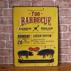 デザインボードメタル　BARBECUE　アメリカン雑貨　ブリキ　看板　サインプレート　ビンテージスタイル　ガレージライフ