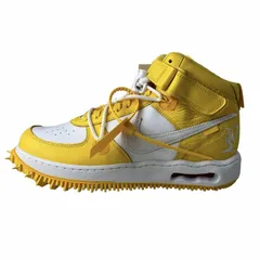 未使用品 NIKE Off-White AF 1 Mid SP LTHR White and Varsity Maize オフホワイト エアフォース 1 ミッド レザー 白 ホワイト 黄色 イエロー 28cm DR0500-101
