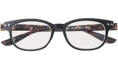 老眼鏡 ブルーライトカット 携帯 軽量 おしゃれ ウェリントン colorfulook ブラック デミ 度数+0.50 (カラフルック 軽量 形状記憶 フレーム) 5561-05