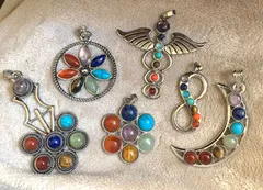 チャクラカラー天然石ペンダントトップ6個セット