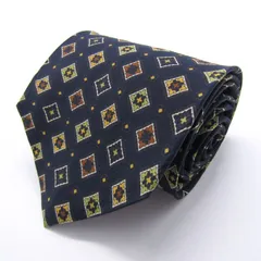 ピエールカルダン ブランド ネクタイ 小紋柄 スクエア柄 格子柄 シルク PO メンズ ネイビー Pierre Cardin 【中古】