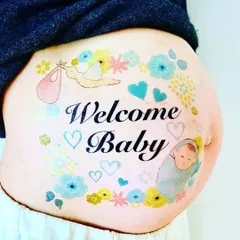 マタニティフォトシール ベリーペイント タトゥーシール 練習用シール付　M