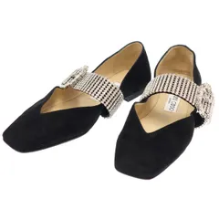 JIMMY CHOO ジミー チュウ KRISTA FLAT クリスタルバックル フラットシューズ  ブラック 36 1/2
