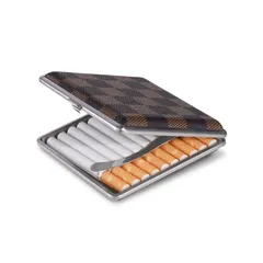 【即日発送】シガレットホルダー たばこケース 手巻きタバコ シガレットケース cigarette case 革調 タバコケース 20本 チェック柄（タバコなし）