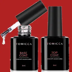 【在庫処分】ノンワイプ 拭き取り不要 2本セット 8ml 大容量 ベースコート トップコート UV/LED対応 ジェルネイル TOMICCA