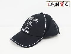 モスキーノ MOSCHINO キッズ KIDS ロゴ 刺繍 ブラック HPX001 LOA00 サイズ52 子供【中古】帽子