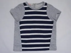 マルニ marni アウトレット 子供服 女の子 2歳 約 90cm ベビー服 半袖 カットソー シャツ グレー 紺 白 ボーダー 春 夏 ★3 トップス ガールズ 女児 キッズ ベビー プチプラ 【中古】 ユーズド こども