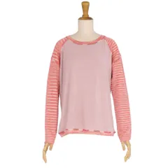 美品 ミッソーニ MISSONI シャツ カットソー ロングスリーブ ニット切り替え トップス レディース イタリア製 44(XL相当) ピンクのサムネイル