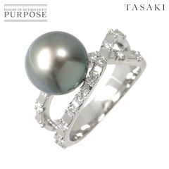 タサキ TASAKI 11.5号 リング 黒蝶真珠 10.6mm ダイヤ 0.36ct Pt プラチナ 指輪 パール 田崎真珠 Black Pearl Ring 90248020