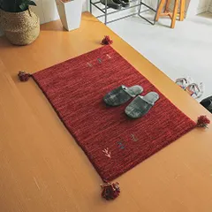 ギャッベ ペルシャ絨毯 80X56cm ギャベ 玄関マット 手織り ラグ 絨毯