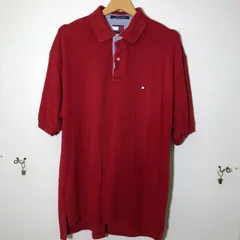 TOMMY HILFIGER フラッグタグ トミーヒルフィガー ポロシャツ ワンポイント刺繍 半袖 ビンテージ オールド 90's フィリピン製 メンズ 1990年代 レッド