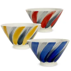 【人気商品】J-kitchens 勲山窯 茶碗 3個セット直径 11.5cm 高さ 6.8cm 刷毛目 波佐見焼 日本製