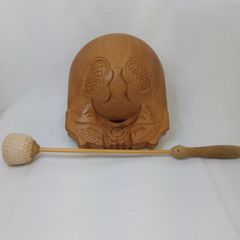 木魚　バチ　５寸　縦18.5cm　横15.3cm バチ37cm