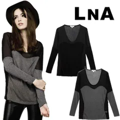 LNA エルエヌエー トップス カットソー ロンT Tシャツ インナー レディース 長袖 オシャレ きれいめ 薄手 ブランド 透け感 春夏 秋 ゆったり 無地 グレー