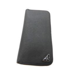【中古】PRADA プラダ 2ML317 ラウンドジップサフィアーノ 長財布 ブラック 黒 メンズ 二つ折り財布 ファスナーカードケース  誕生日 父の日 プレゼント A2502809【無料ギフトラッピング承ります】
