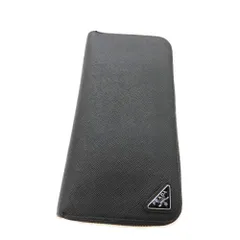 【中古】PRADA プラダ 2ML317 ラウンドジップサフィアーノ 長財布 ブラック 黒 メンズ 二つ折り財布 ファスナーカードケース  誕生日 父の日 プレゼント A2502809【無料ギフトラッピング承ります】