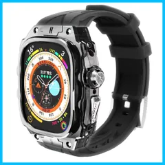 【在庫処分】スポーツバンドiWatch Series Watch Watch バンパーApple 頑丈なケース Ultra Ultra メンズ 頑丈なメンズ高級透明保護 49mm耐衝撃 49mm用バンパーケース付き 1/2 Apple (Black) Appl
