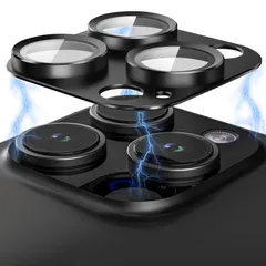 【数量限定】OAproda iPhone 16Pro/16ProMax/15Pro/15ProMax/14Pro 用 カメラ保護 フィルム 【アルミ合金+強化ガラス】 9H 耐衝撃 カメラカバー 黒縁 露出オーバー防止 曇りなし 粘着性強い 貼りやすい（ブラッ