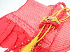 【一輝堂】【着物】和装小物　帯締め帯揚げセット　振袖用　総絞り　丸組　金糸　パール飾り付き　25w02-2056
