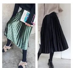 スカート ベロア ロングスカート プリーツ レディース プリーツスカート