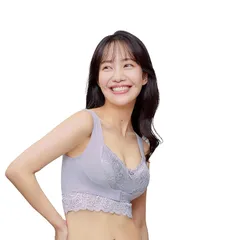 [アンジェリール] ナイトブラ「ふんわりルームブラ」 ノンワイヤー/脇高/補正 アンティークグレー（S-M） 1
