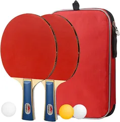卓球 ラケット ポータブル ラケット2本 ピンポン球3個 卓球セット 収納袋付き