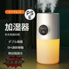 車用加湿器 卓上加湿器 ミニ加湿器 充電式 2/8h自動OFFタイマー 水溶性対応 ダブル噴霧 ミスト 連続加湿 マイナスイオン 次亜塩素酸水対応 静音
