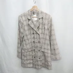 ◇ ⊇◎●未使用● H&M エイチアンドエム チェック柄 長袖 ロングジャケット サイズM ブラウン レディース E  【1502030014648】