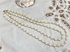 爽やかラウンドカット×フェイクパール ホワイト2連ネックレス 白