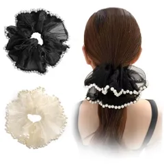 【在庫処分】FASELE ヘアゴム シュシュ 髪ゴム 華やか ふんわり パール ヘアアクセサリー エレガント 髪飾り 上品 女性 優しい 可愛い おしゃれ 日常 通勤 誕生日 発表会 結婚式 卒業式 入学式 パーティー 記念日 プレゼント