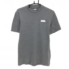 ★値下げ★【美品】プーマ 半袖ハイネックシャツ グレー ウール100％ 胸ワッペン メンズ L ゴルフウェア PUMA