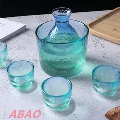   新品未使用  冷酒器 6点セット酒器 ガラス製 焼酎 盃 冷酒 徳利 猪口 温燗 熱燗  日本酒 清酒 とっくり 杯 食器 陶器プレゼント 酒燗器 保温器  おちょこ