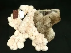 ムーンバット MOONBAT ファーマフラー 2点セット タグ付未使用全長110cm×1 中古全長66cm×1 計2点セット ストール ショール 経年保管 ■