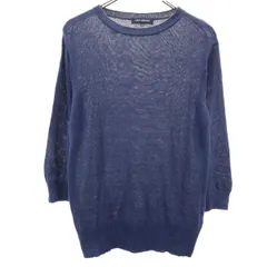 URBAN RESEARCH アーバンリサーチ リネン 7分袖 ニット M ネイビー レディース 古着